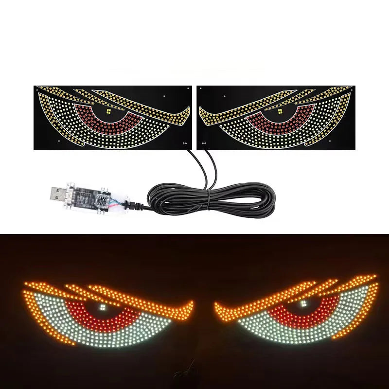 RGB Dynamic Demon Eye Decorative Light Truck Devil'S Eye Light Led Display Decor Pixel Panel Windshield USB 5V Multi-Mode Lamp