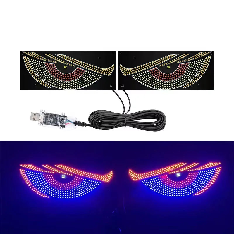 RGB Dynamic Demon Eye Decorative Light Truck Devil'S Eye Light Led Display Decor Pixel Panel Windshield USB 5V Multi-Mode Lamp