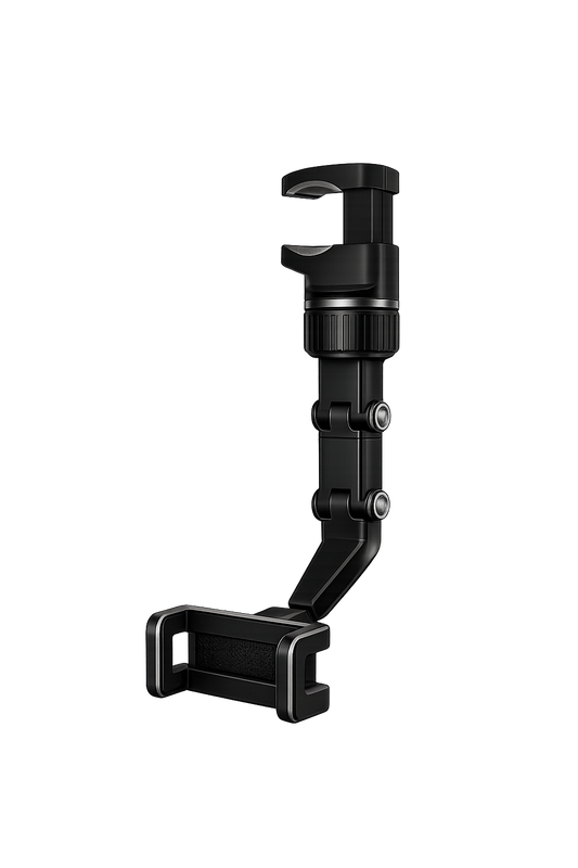 ClearView Mount — Rearview mirror phone holder with 360° rotation and retractable arm